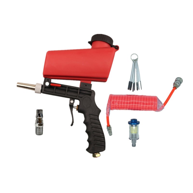 Pneumatic blasting gun portable pneumatic sandblasting gun for rust removing oil and impurities(4Piece Red) - Image 1