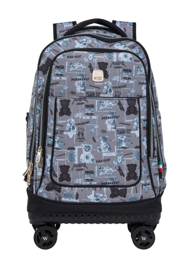 Wires 5 Piece Kids School Trolley Bag laptop compartment 4 Wheels With Lunch bag & Pencil Case - Image 2