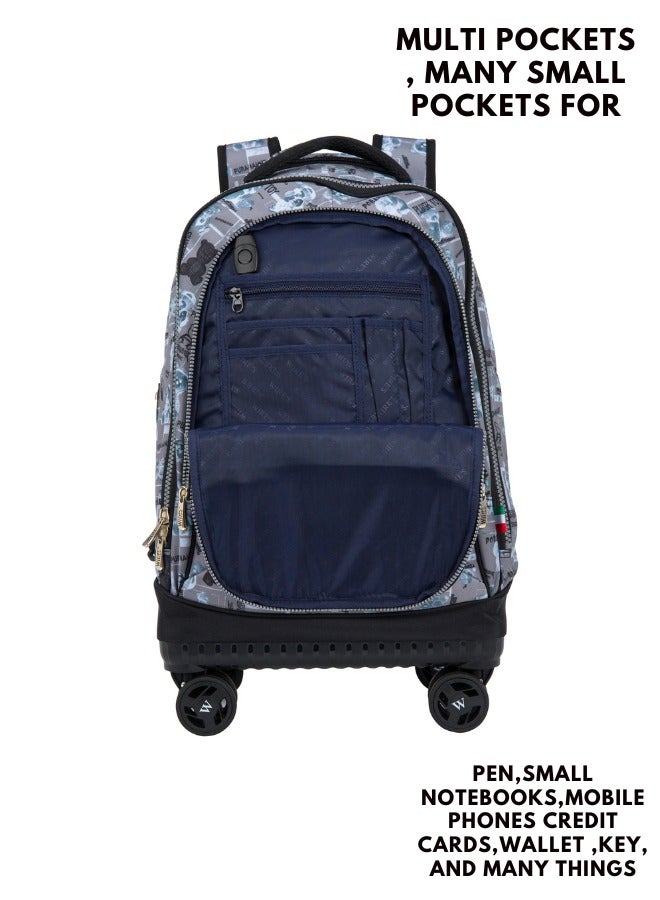 Wires 5 Piece Kids School Trolley Bag laptop compartment 4 Wheels With Lunch bag & Pencil Case - Image 4
