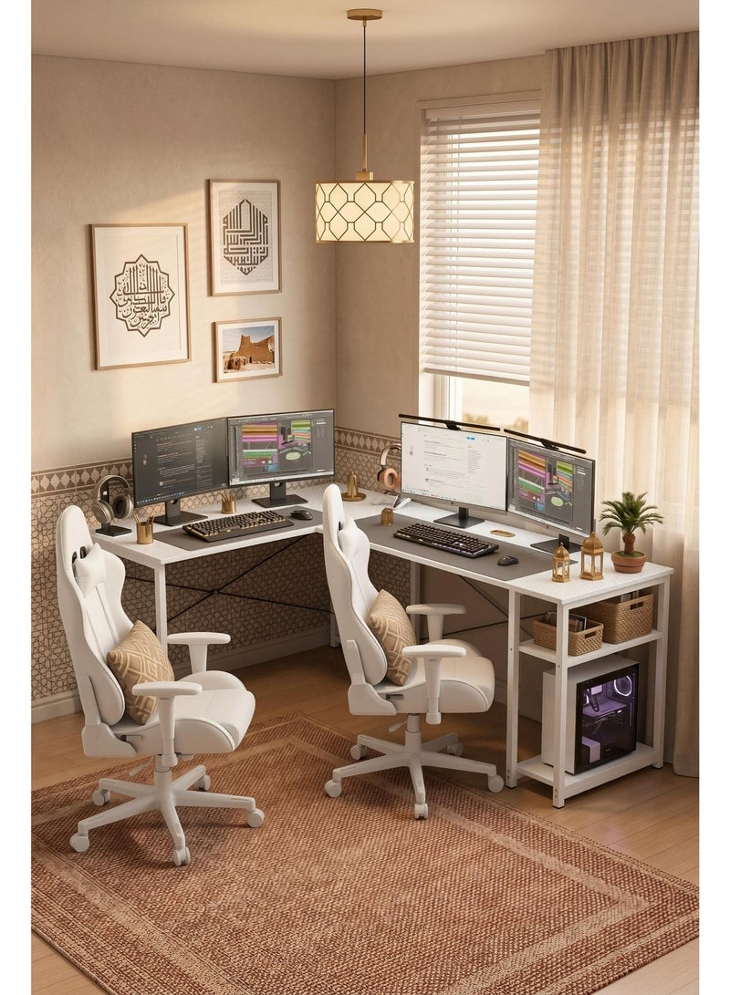 Visionnaire L-Shaped Computer Desk with Extendable Design, Modular Workstation for Home Office Study & Gaming, Large Surface & Sturdy Construction - Image 2