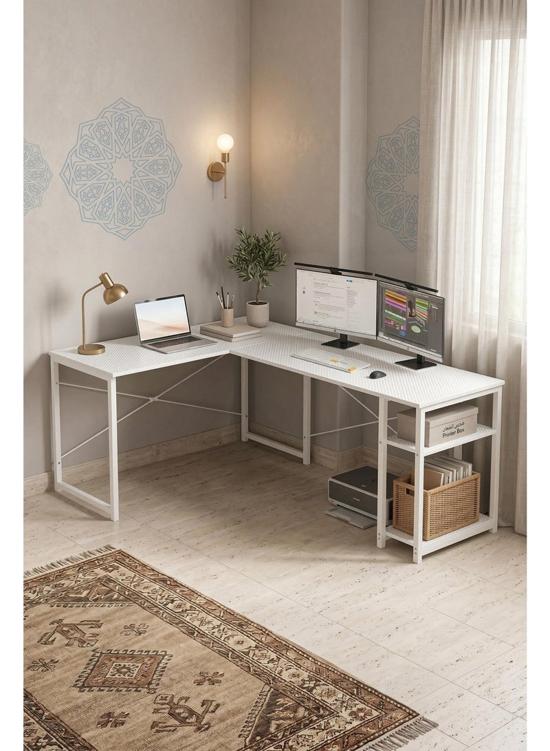 Visionnaire L-Shaped Computer Desk with Extendable Design, Modular Workstation for Home Office Study & Gaming, Large Surface & Sturdy Construction - Image 1
