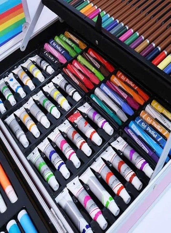 VENTUREBELL 145-Piece Art Set with Foldable Aluminium Case, Complete Drawing Kit with Coloured Pencils, Watercolour Pens, Crayons, Acrylic Paints - Image 5