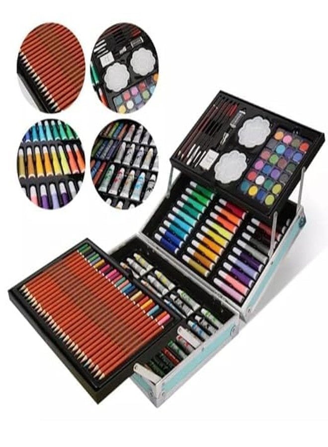 VENTUREBELL 145-Piece Art Set with Foldable Aluminium Case, Complete Drawing Kit with Coloured Pencils, Watercolour Pens, Crayons, Acrylic Paints - Image 3