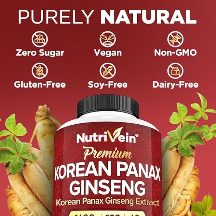 Nutrivein Korean Red Panax Ginseng 1600mg – Extra Strength Formula – 180 Capsules – Boost Energy, Mental Focus & Immune Health Naturally - Image 4