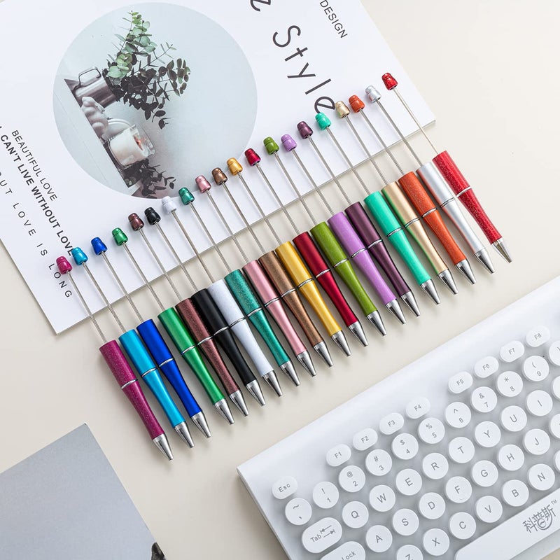 PASISIBICK 20 Colors Plastic Beadable Pens, Assorted Bead Pens for DIY PPL Gift with Shaft Black Ink, 20 Pieces - Image 4