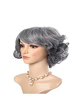 Short Wig Small Curly Hair And Fluffy Wig Silver Grey Gradual Change, For Old Middle Aged And Elderly Women Granny Cosplay