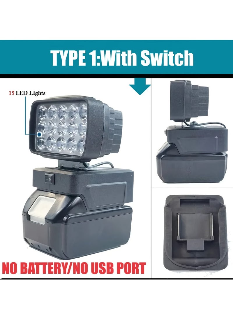 AROAQ Work Lights for Makita 18V Li-ion Battery: Portable 15 LED Lamps with USB Charger Switch Heavy Duty Outdoor Work Light (Batter not included) - Image 1