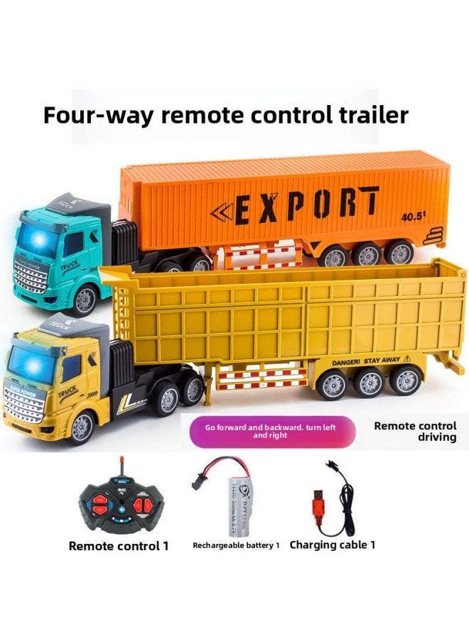Wireless Remote Control Container Semi-trailer Heavy Transport Truck Truck Truck Dump Truck Boy Model Toy-Color:Qh200-8d Flat Head Double-layer Flatbed Trailer With 4 Sliding Boys  - Image 2