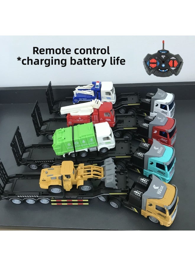 Wireless Remote Control Container Semi-trailer Heavy Transport Truck Truck Truck Dump Truck Boy Model Toy-Color:Qh200-8d Flat Head Double-layer Flatbed Trailer With 4 Sliding Boys  - Image 3