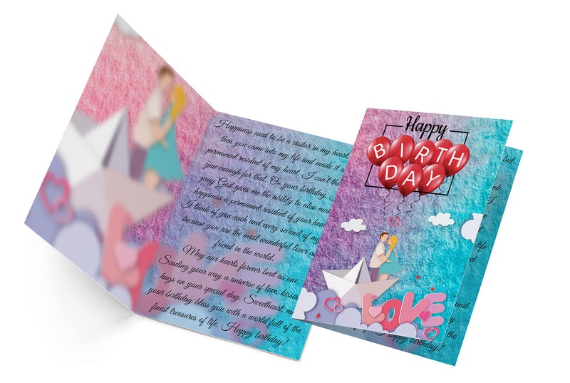 Gaurangi Happy Birthday Greeting Card for Lover - Birthday Greeting Card For Boyfriend - Birthday Gift For Girlfriend/Wife/Husband/Fiance (Set 1 Greeting Card) - Image 4