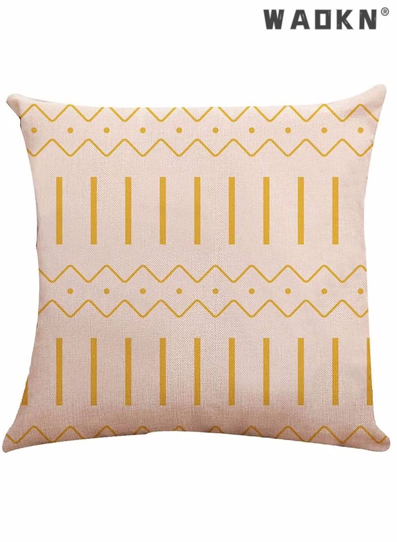 WAOKN Throw Pillow Covers 18x18 Set of 4, Modern Sofa Throw Pillow Cover, Decorative Outdoor Linen Fabric Pillow Case for Couch Bed Car Home Sofa Couch Decoration 45x45cm (Yellow, 18x18, Set of 4) - Image 5