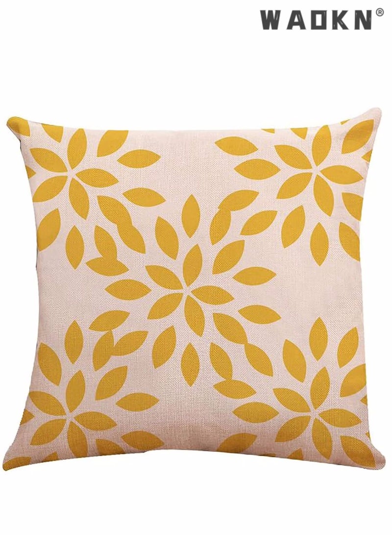 WAOKN Throw Pillow Covers 18x18 Set of 4, Modern Sofa Throw Pillow Cover, Decorative Outdoor Linen Fabric Pillow Case for Couch Bed Car Home Sofa Couch Decoration 45x45cm (Yellow, 18x18, Set of 4) - Image 3