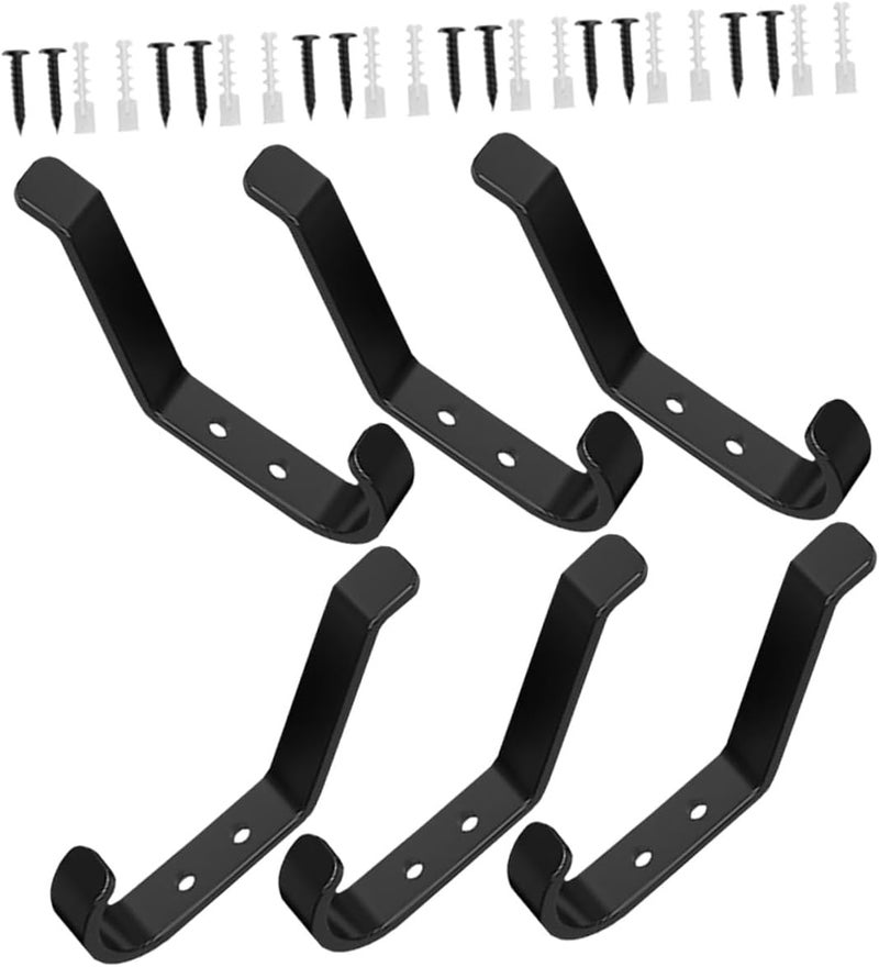 6pcs Metal Wall Hooks for Towels and Coats, Heavy Duty Screw Mounted Bathroom Towel Hangers with Single Prong for Kitchen, Entryway, and Closet Organization - Image 1