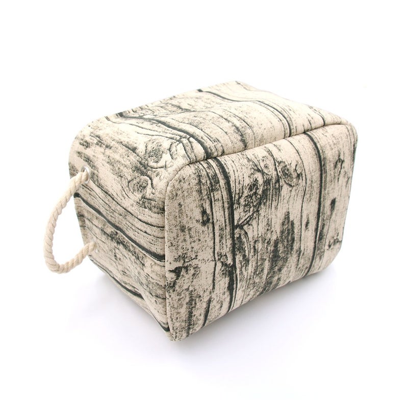 Jacone Stylish Tree Stump Design Wood Grain Rectangular Storage Basket Washable Cotton Fabric Nursery Hamper with Rope Handles, Decorative and Convenient for Kids Rooms (Small) - Image 4