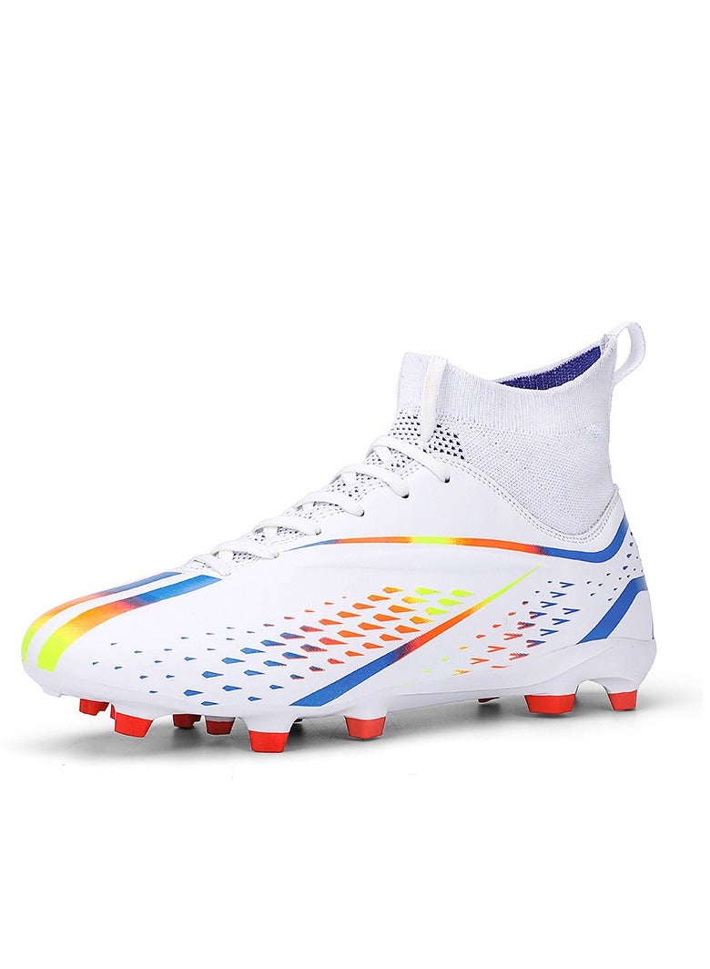 xozgdovg Spike sneakers TF training shoes Football shoes non-slip(Spike bright white)  - Image 1