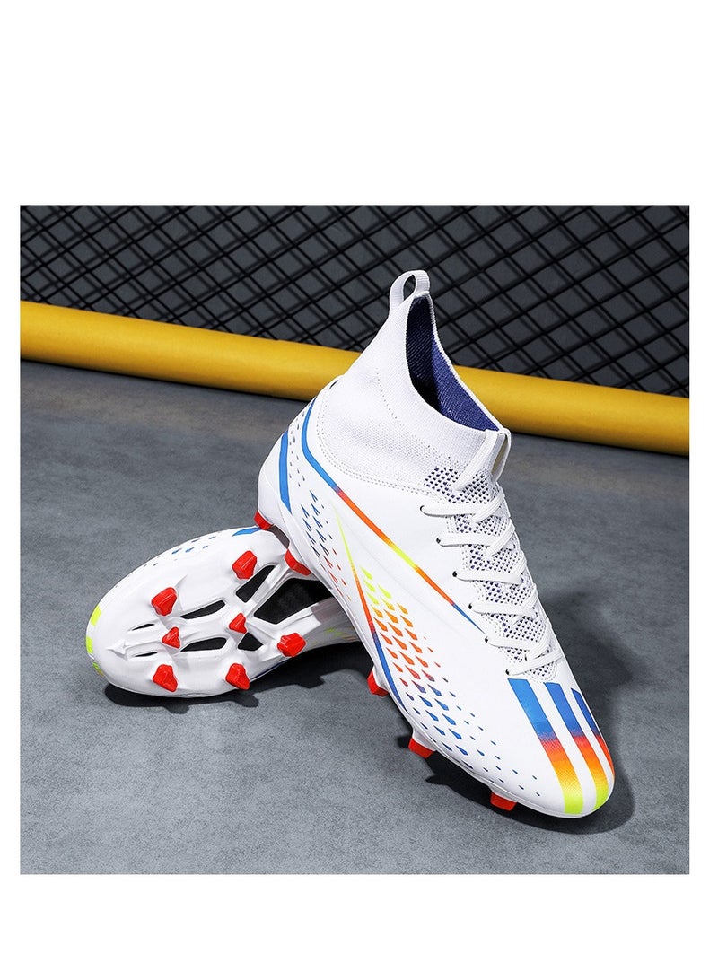xozgdovg Spike sneakers TF training shoes Football shoes non-slip(Spike bright white)  - Image 2