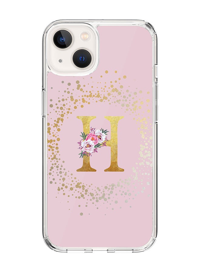 Stylizedd Classic Clear Case For iPhone 15 Plus, Hybrid Soft Case Flexible Edges Thin Cover- Custom Monogram Initial Letter Floral Pattern Alphabet - H (Pink) - Image 1