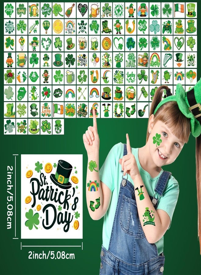 atydkug 117PCS St Patricks Day Temporary Tattoos for Kids Men Women, Tiny Green Shamrock Tattoos Stickers, Saint St. Patrick's Day Fake Tattoos for Adults, Irish Parade and Party Favors Decoration - Image 2