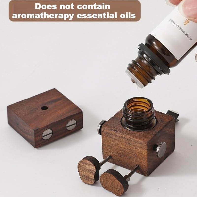 Car Air Diffuser, 2 in 1 Shaking Wood Figurine and Refillable Vent Clip, Walnut Essential Oil Holder with 5ml Capacity and 5 Sticks, Natural Aroma Freshener for Car Dashboard, Driver Gift - Image 1