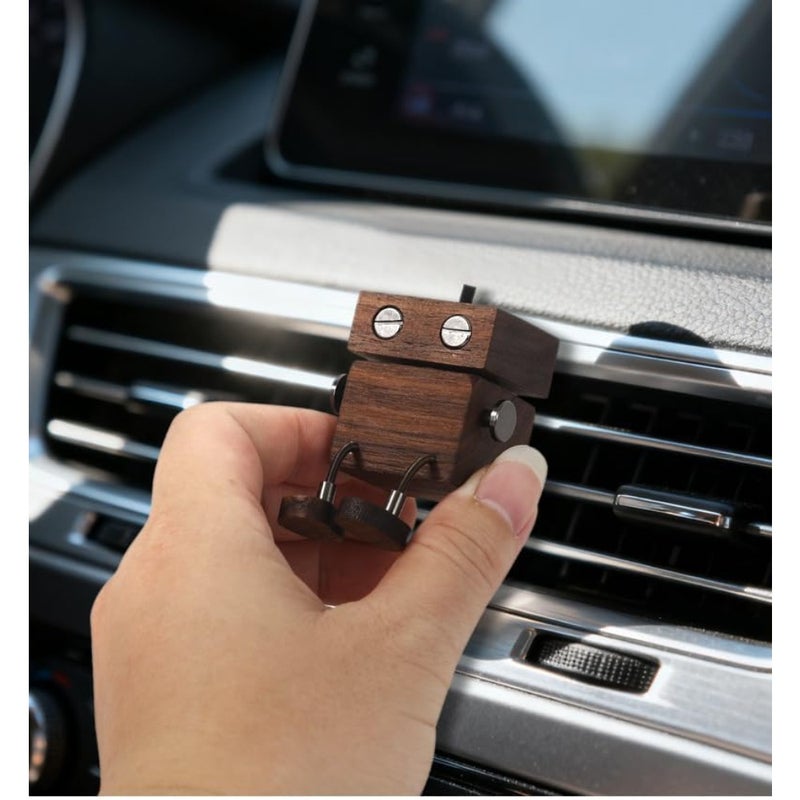 Car Air Diffuser, 2 in 1 Shaking Wood Figurine and Refillable Vent Clip, Walnut Essential Oil Holder with 5ml Capacity and 5 Sticks, Natural Aroma Freshener for Car Dashboard, Driver Gift - Image 4