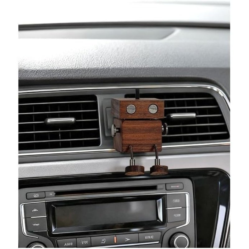 Car Air Diffuser, 2 in 1 Shaking Wood Figurine and Refillable Vent Clip, Walnut Essential Oil Holder with 5ml Capacity and 5 Sticks, Natural Aroma Freshener for Car Dashboard, Driver Gift - Image 3