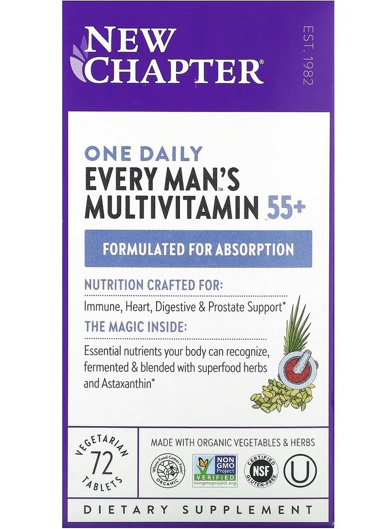 New Chapter Every Man's One Daily Multivitamin 55+, 72 Vegetarian Tablets - Image 1
