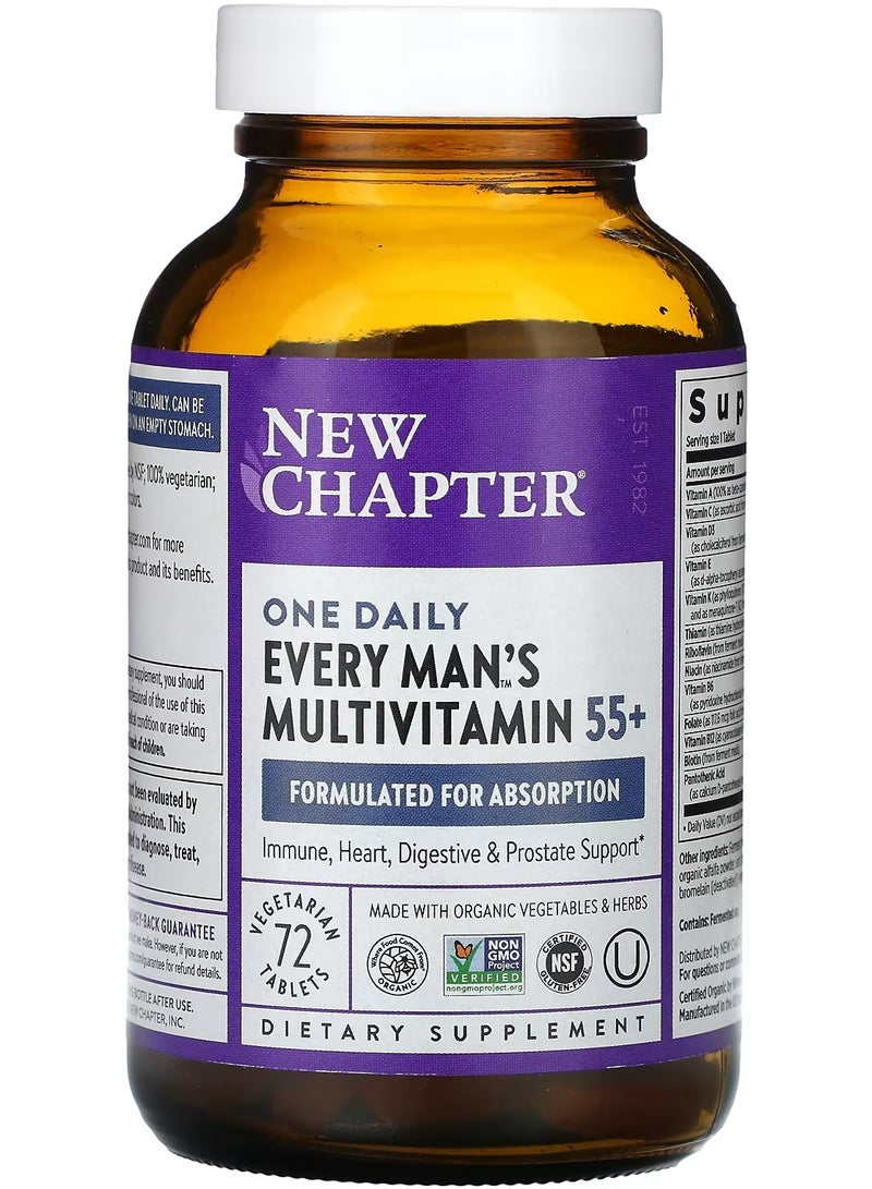 New Chapter Every Man's One Daily Multivitamin 55+, 72 Vegetarian Tablets - Image 2