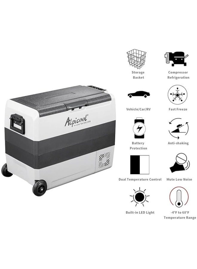 Agofyngs Alpicool T60 60L Portable Car Refrigerator 12V/24V DC & 110–240V AC, Deep Cooling to –20°C, Compact Freezer for Camping, Travel & Home - Image 4