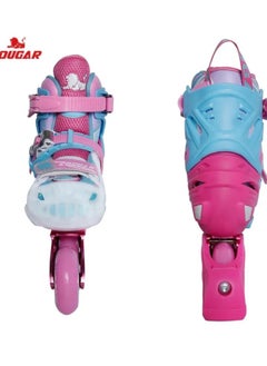 Cougar Roller Skate Shoe Cougar Model 333 For Adult Adjustable Roller Skates with 4 Illuminating Pu Wheels, Outdoors and Indoors Roller Blades for Boys Girls Beginners Color : pink Size : 32-35  - Image 3