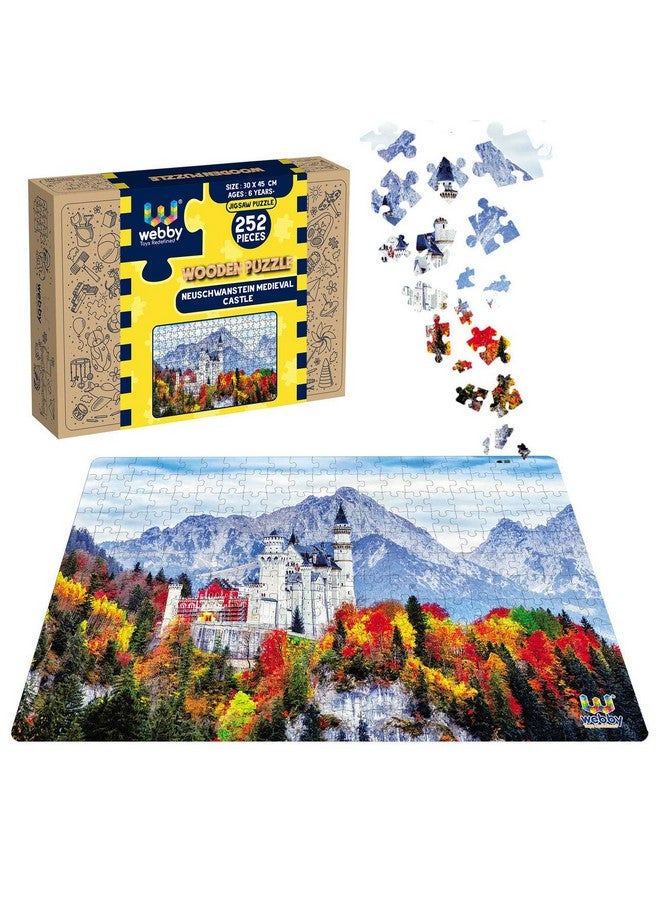 Webby Neuschwanstein Medieval Castle Wooden Jigsaw Puzzle, 252 Pieces - Image 1