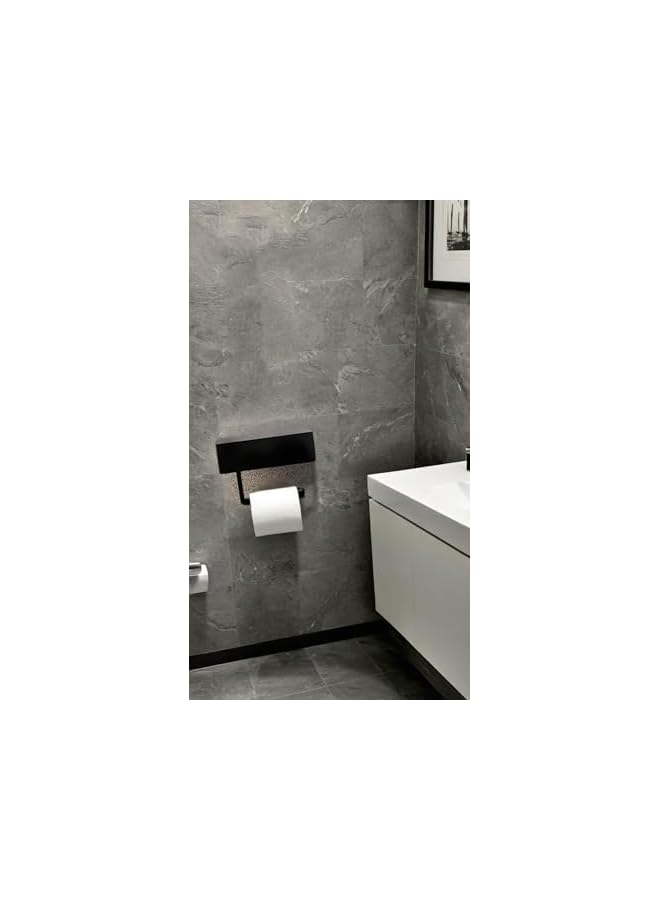 S-TOP Matte Black Toilet Paper Holder with Shelf - Bathroom Wipe Holder and Flushable Wipes Dispenser, Toilet Paper and Storage Organizer - Image 4