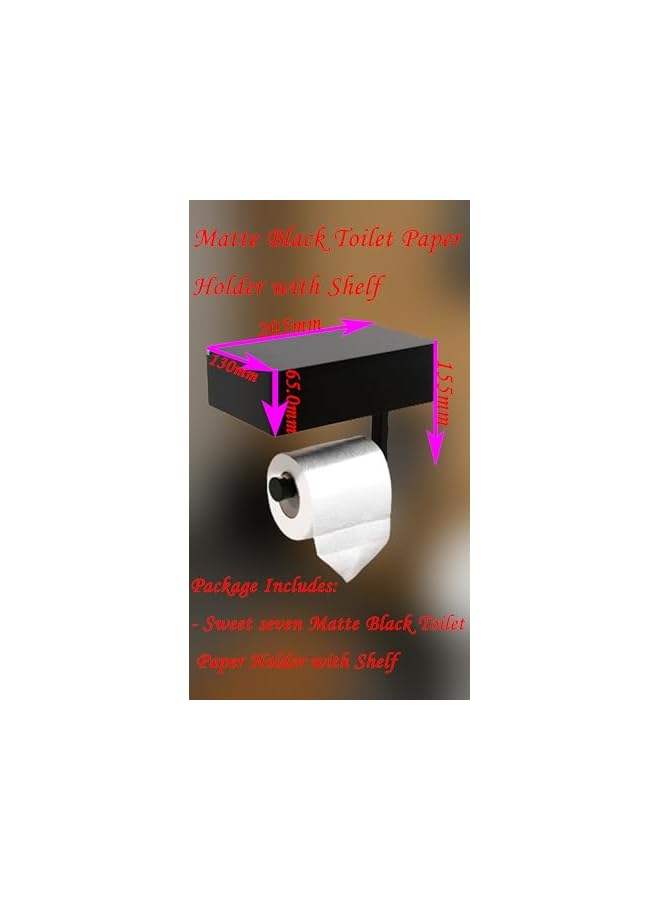 S-TOP Matte Black Toilet Paper Holder with Shelf - Bathroom Wipe Holder and Flushable Wipes Dispenser, Toilet Paper and Storage Organizer - Image 5