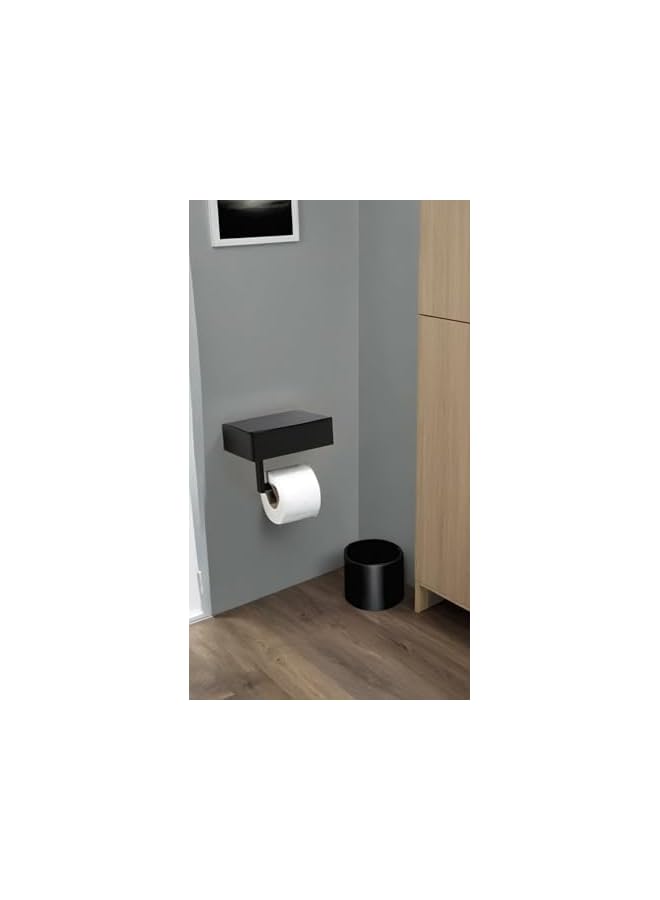 S-TOP Matte Black Toilet Paper Holder with Shelf - Bathroom Wipe Holder and Flushable Wipes Dispenser, Toilet Paper and Storage Organizer - Image 3