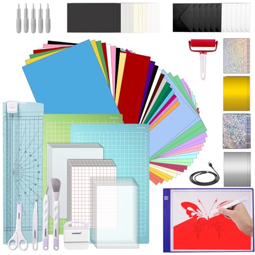HAWERSI Starter Kit for Cricut Joy Xtra,116Pcs Accessories Bundle and Supplies for Cutting Machine,Beginner Craft Tool Set,Material Bundle with Weeding Tool,Paper Trimmer,Replacement Blade,Brayer Roller - Image 1