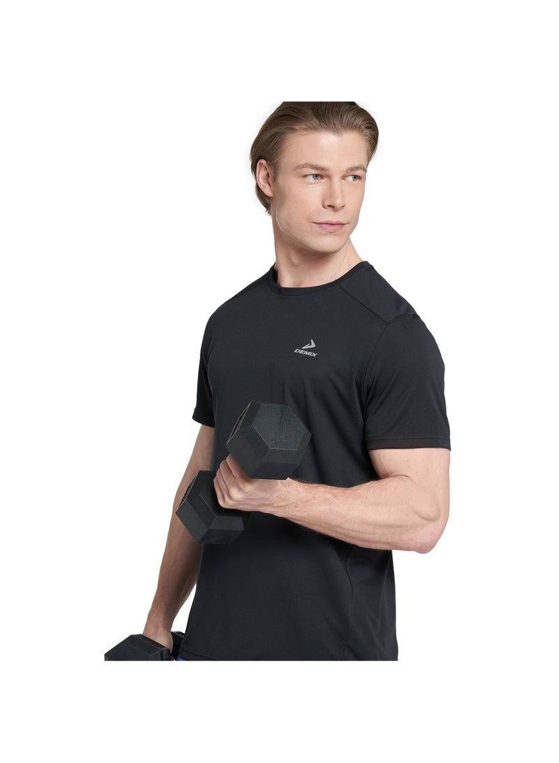 Demix Demix Men’s Training Black T-Shirt – MOVI Wick Moisture-Wicking, Breathable Fabric, Freedom of Movement, Gym & Outdoor Workout Tee - Image 1