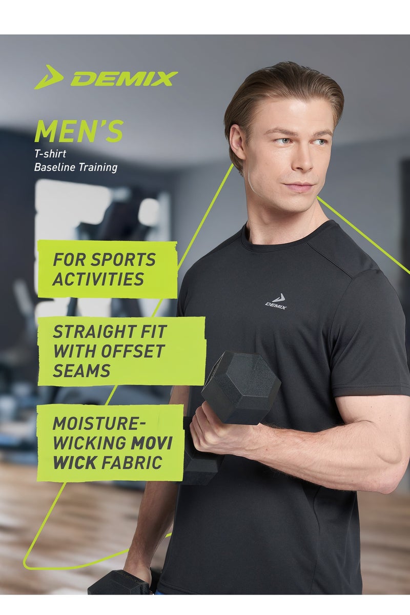 Demix Demix Men’s Training Black T-Shirt – MOVI Wick Moisture-Wicking, Breathable Fabric, Freedom of Movement, Gym & Outdoor Workout Tee - Image 2