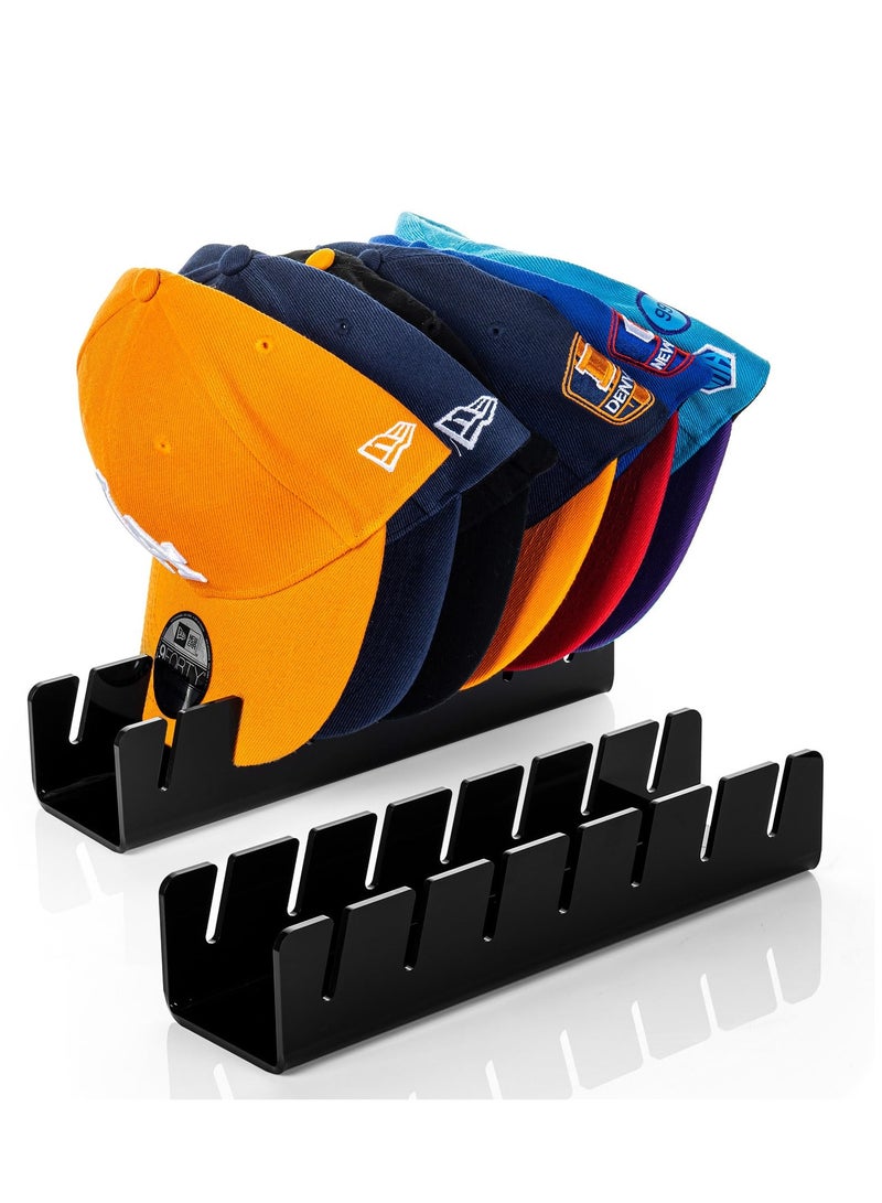 SYOSI Hat Organizer for Baseball Caps, 2 Pack Acrylic Hat Holder for 14 Baseball Caps, Fashionable Decorations, Space Saving, No Install Hat Display Stand for Bedroom, Closet, Dresser (Black) - Image 1