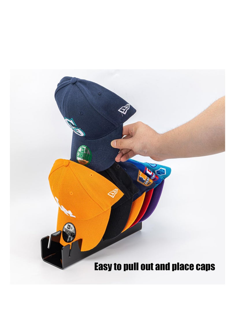 SYOSI Hat Organizer for Baseball Caps, 2 Pack Acrylic Hat Holder for 14 Baseball Caps, Fashionable Decorations, Space Saving, No Install Hat Display Stand for Bedroom, Closet, Dresser (Black) - Image 4