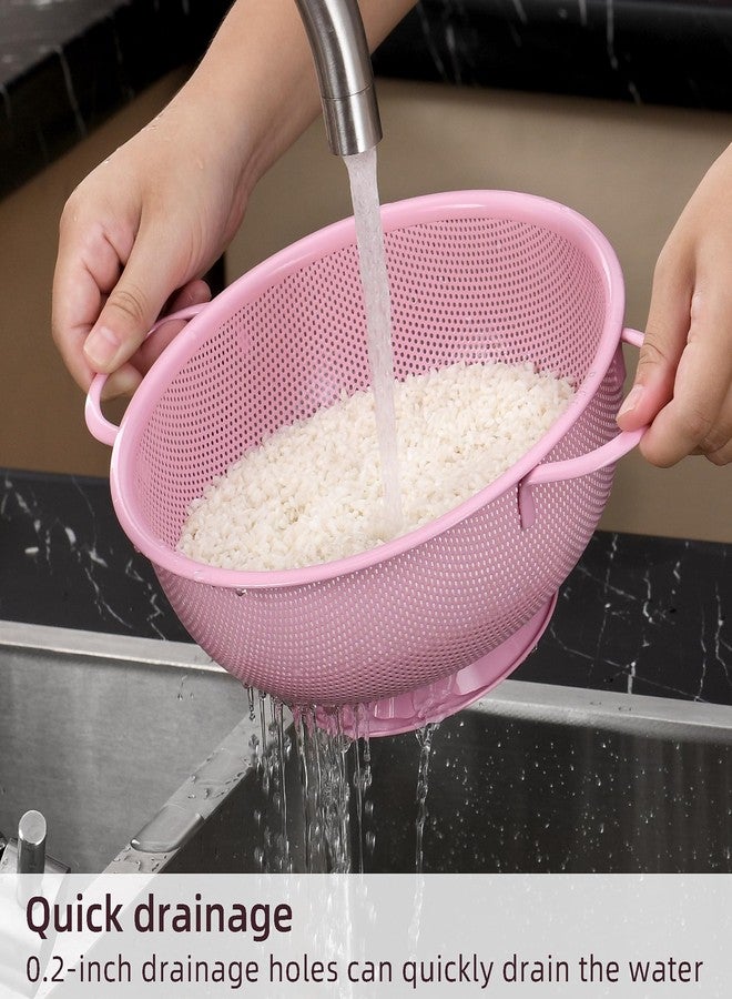 BeFare Stainless Steel Colander 3 Piece,Metal Strainer Basket with Solid Base and Handles for Kitchen Food,Pasta, Noodles, Vegetables and Fruits,Powder Coated,BPA Free,Dishwasher Safe,2 & 3 & 4.5 Qt (Pink) - Image 3