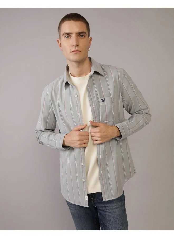 American Eagle AE Striped Slim Fit Oxford Button-Up Shirt