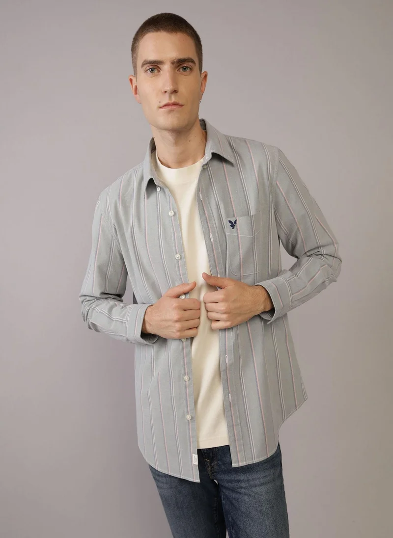 American Eagle AE Striped Slim Fit Oxford Button-Up Shirt