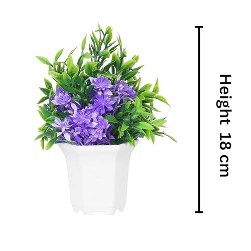 Dekorly Wild Artificial Flower Plants Cute Hexa Pot|Faux Flower Plant For Home Office Decor|Tabletop & Desk Decoration|Artificial Flower For Balcony Indoor Decor|8 Pc (4 Pc) - Plastic,Multicolor - Image 3