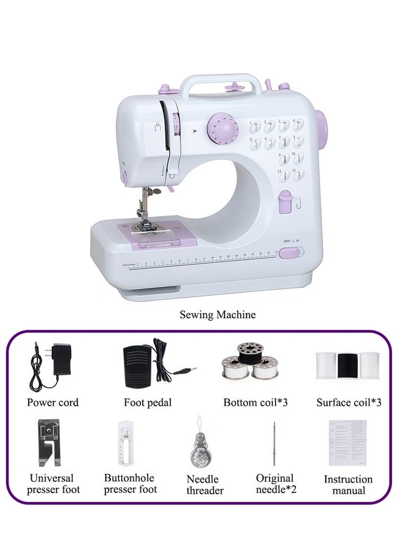 أسيف ماكينة خياطة كهربائية، ماكينة خياطة منزلية محمولة ذات 12 إبرة في اتجاهين لخياطة الملابس، قفل الأزرار، العراوي - Image 4