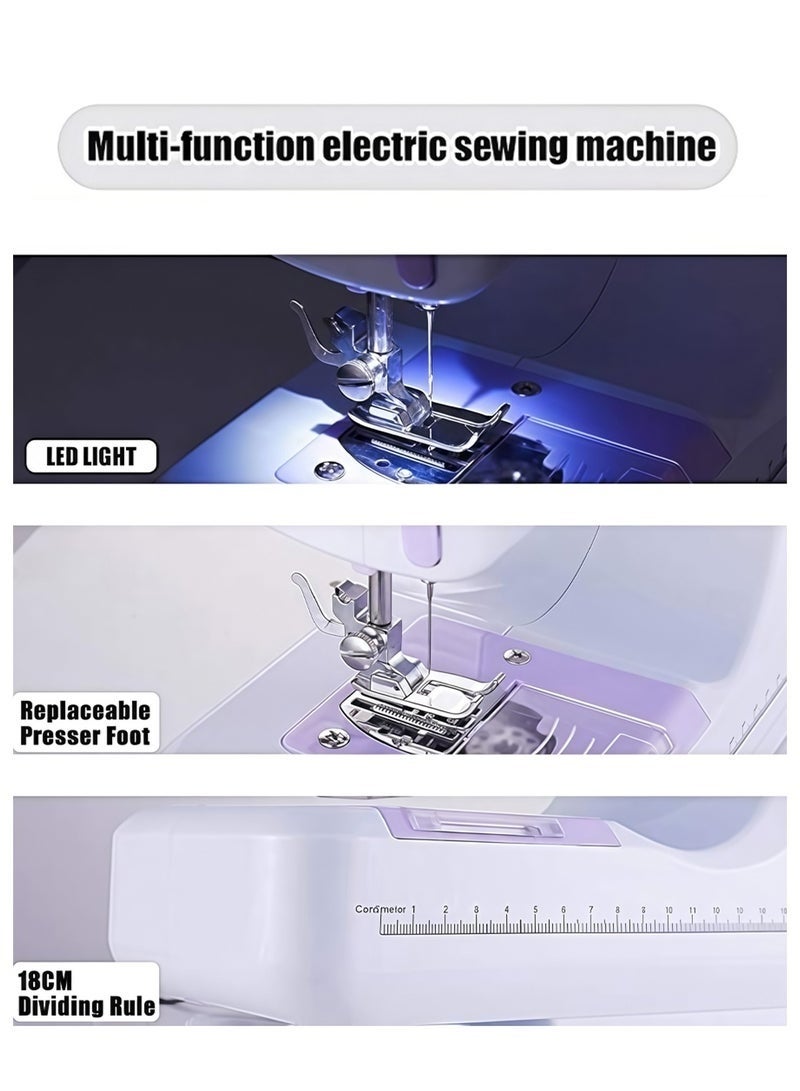 أسيف ماكينة خياطة كهربائية، ماكينة خياطة منزلية محمولة ذات 12 إبرة في اتجاهين لخياطة الملابس، قفل الأزرار، العراوي - Image 2