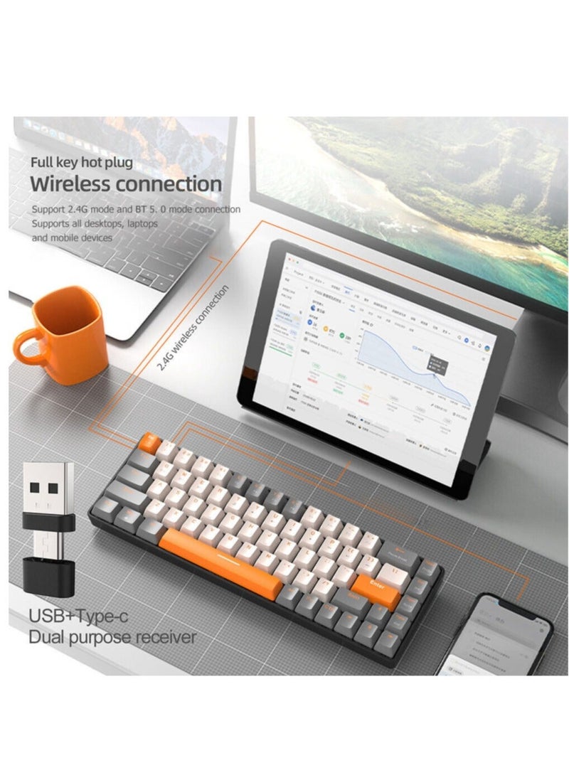 K68 Gaming Keyboard Dual-mode Gaming Keyboard Wireless Ergonomic for Computer PC - Image 4