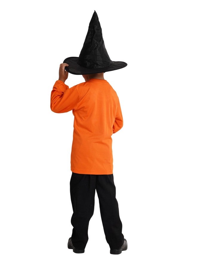 Kaku Fancy Dresses Kaku Fancy Dresses Polyester Pumpkin T-Shirt With Hat Fancy Dress Halloween Costume For Kids, 10-12 Years,Orange  - Image 5