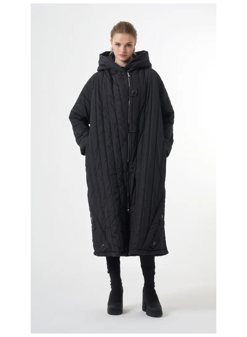MissWhence Plus Size Puffer Jacket - Black
