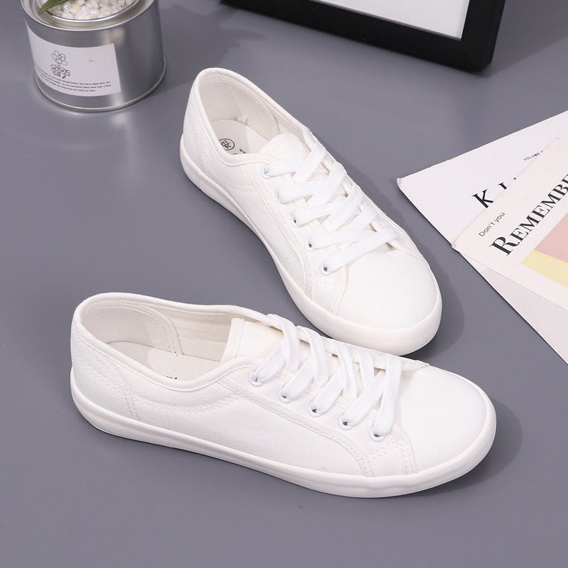 Yuanbu Canvas Shoes Mens Flat Heel All-match Fashionable Artistic Casual White Shoes Korean Style Lace-up Students Wholesale Hair White White