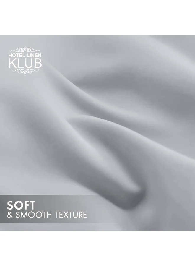 Hotel Linen Klub Hotel Linen Klub Double Duvet Cover 3PC Set - 350TC 100% Long Staple Cotton Sateen -Luxury Quality, Easy Button Closure, Size: 200x200cm + 2PC Pillow Sham 50 x 75+ 5cm, Silver
