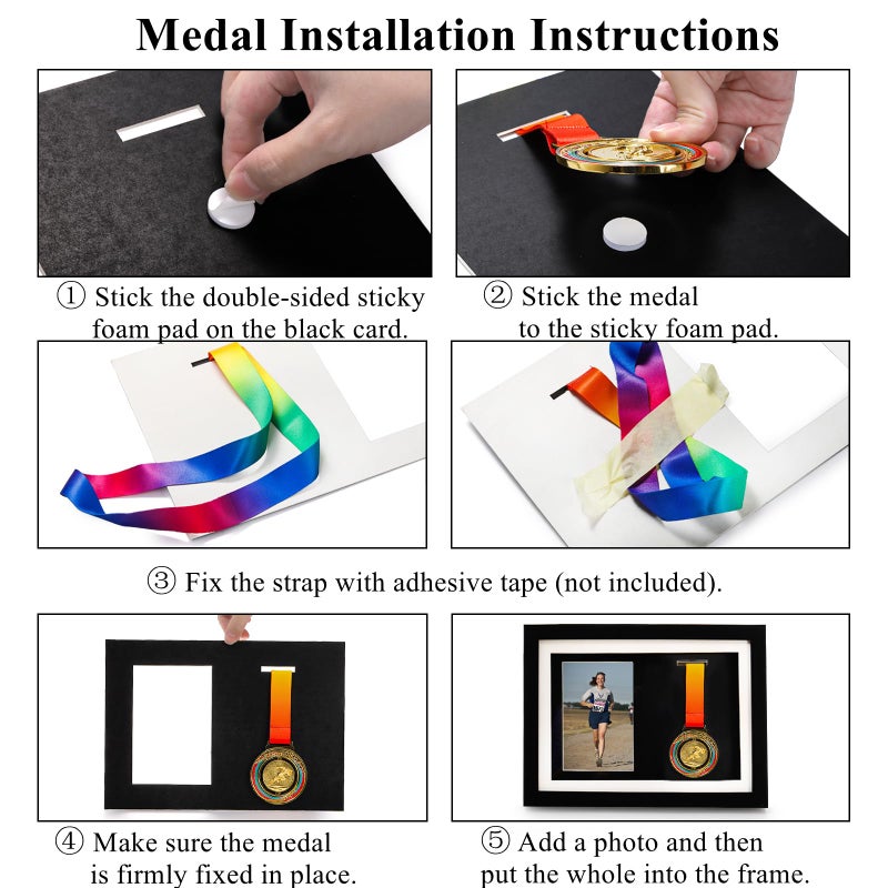 Hacaroa Medal Display Shadow Box, Single Medal and Photo Display Frame Case, Wood Marathon Medal Storage Box for Runners, All Sports Winners, Military Awards, Black - Image 4